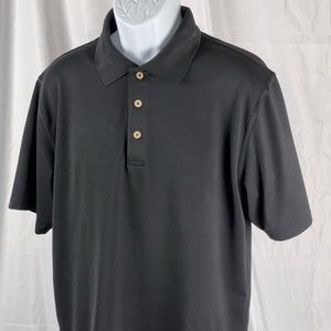 CUBAVERA, MEN’S LG BLACK TEXTURED POLO SHIRT